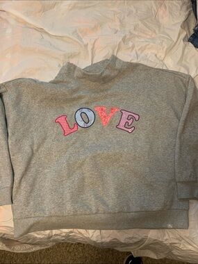 Grey Sweatshirt with 'LOVE' Appliqué